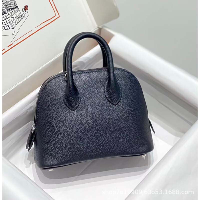 H家真皮贝壳包原版togo头层牛皮宝莱包迷你bolide保龄球包18cm|undefined