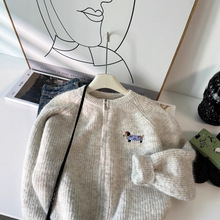 针织开衫女2025秋季新款女装韩版时尚修身圆领拉链毛衣外套女6239