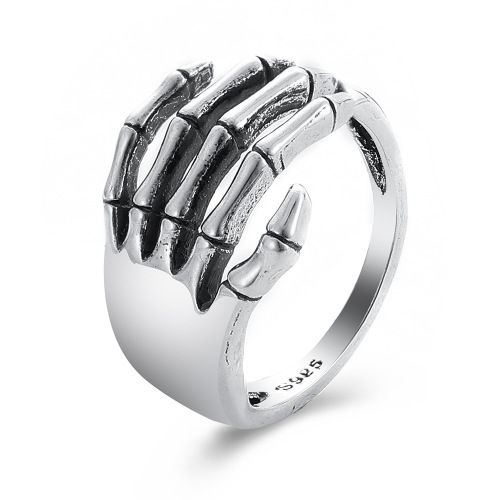 New Dark Style Palm Ring Hip-Hop Street Ins Retro Distressed Personality Fashion Skull Five-Toe Ring