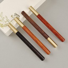 厂家现货广告金属签字笔商务黄檀木质宝珠笔金属红木中性笔logo