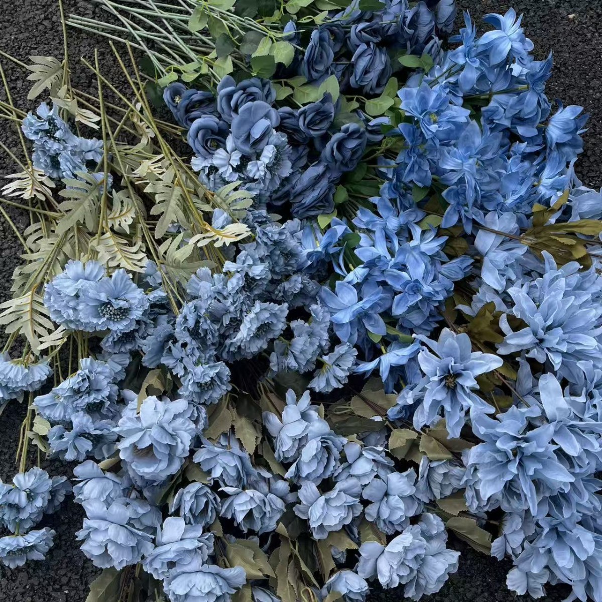 Haze Blue Artificial Flowers Wholesale Wedding Decoration Artificial Flower Arrangement Wedding Ceiling Silk Flower Road Guide Artificial Flowers Wholesale