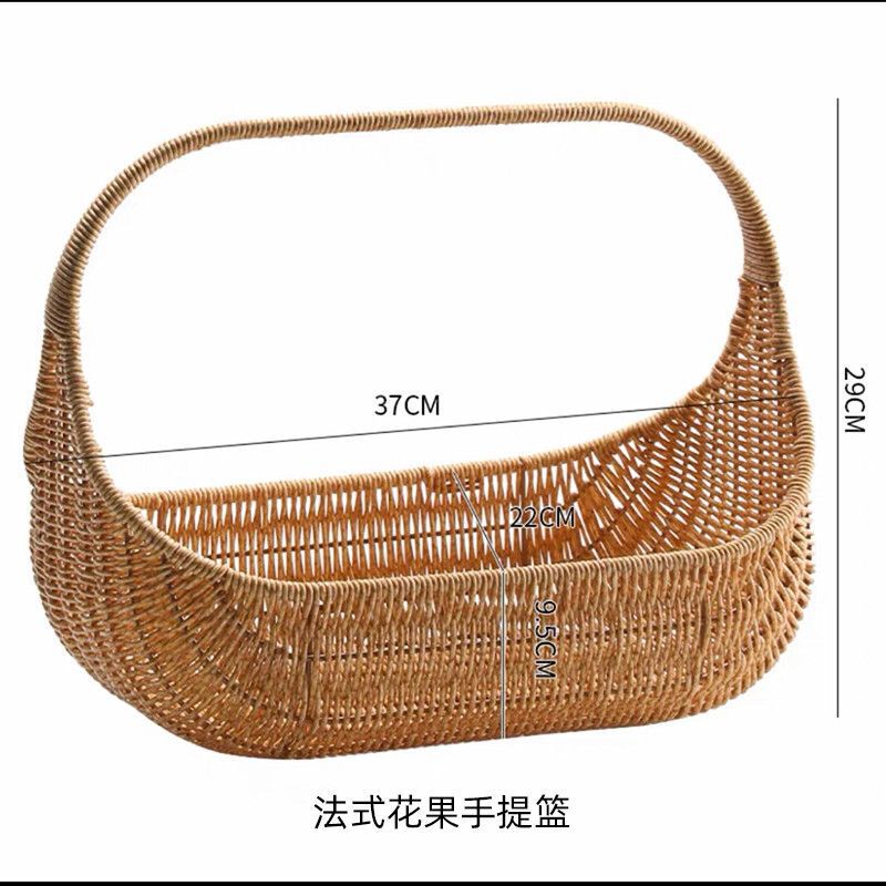 中秋节藤编仿藤手提创意花篮提篮水果篮插花礼品鲜花包装手提篮|undefined