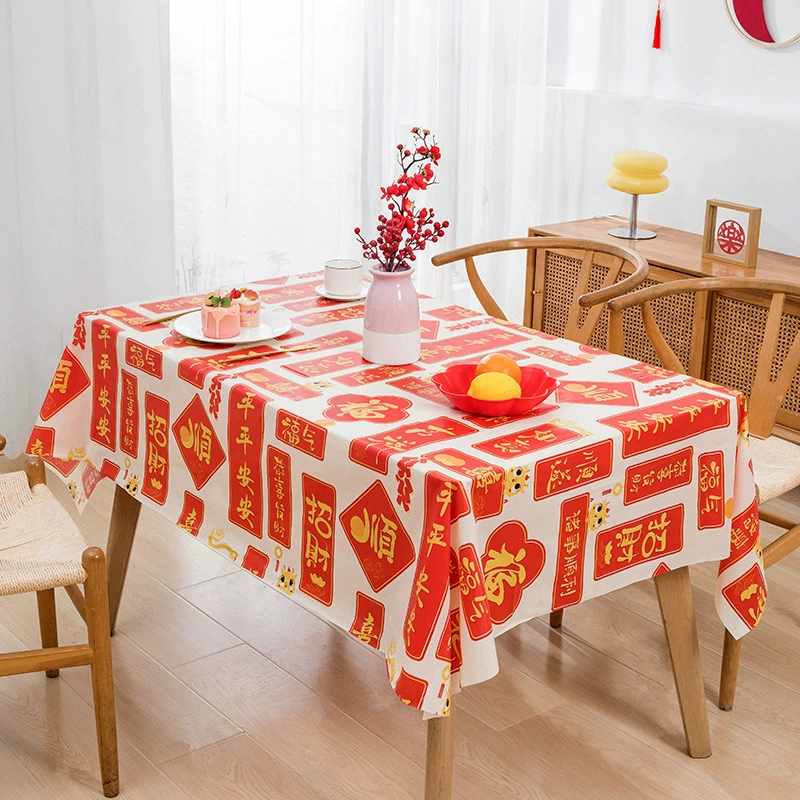 Rectangular disposable tablecloth kindergarten holiday party Christmas plastic tablecloth hotel autumn outing round table