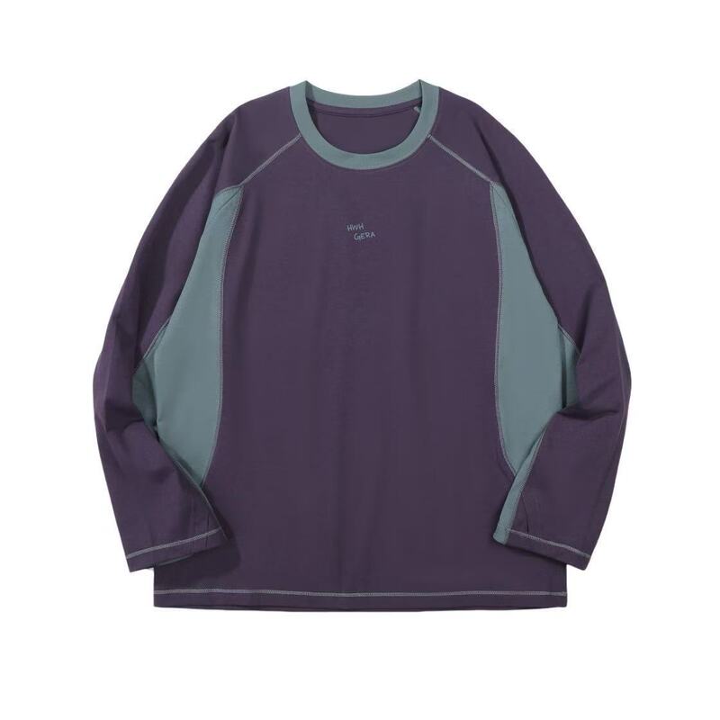 26 Spring and Autumn New Couple Style Outdoor Quick-Drying Long-Sleeved T-Shirt Breathable Round Neck Patchwork Top Sports Top t