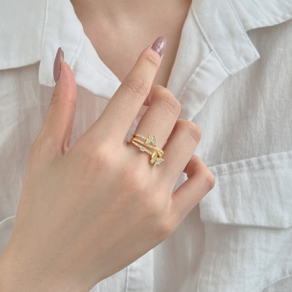 4g Weight Zircon Inlay Material Rings Classification 1 Piece Quantity Holiday, Daily Occasion 925 Sterling Silver Material U Shape, Insect Pattern Women's Gender Inlay Design Simple Style, Classic Style Style 925 Sterling Silver Zircon U Shape Insect Rings 22