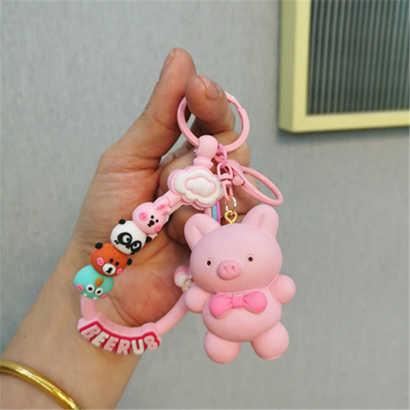Llavero de oso de resina con colgante de muñeca de dibujos animados, cadena para teléfono móvil para mujer, llavero, colgante decorativo para bolso.
