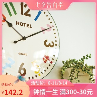 Children's Wall Clock Mute Bedroom Clock Living Room Home Fashion Nordic Color Luminous Clock Wall Watch Puzzle
