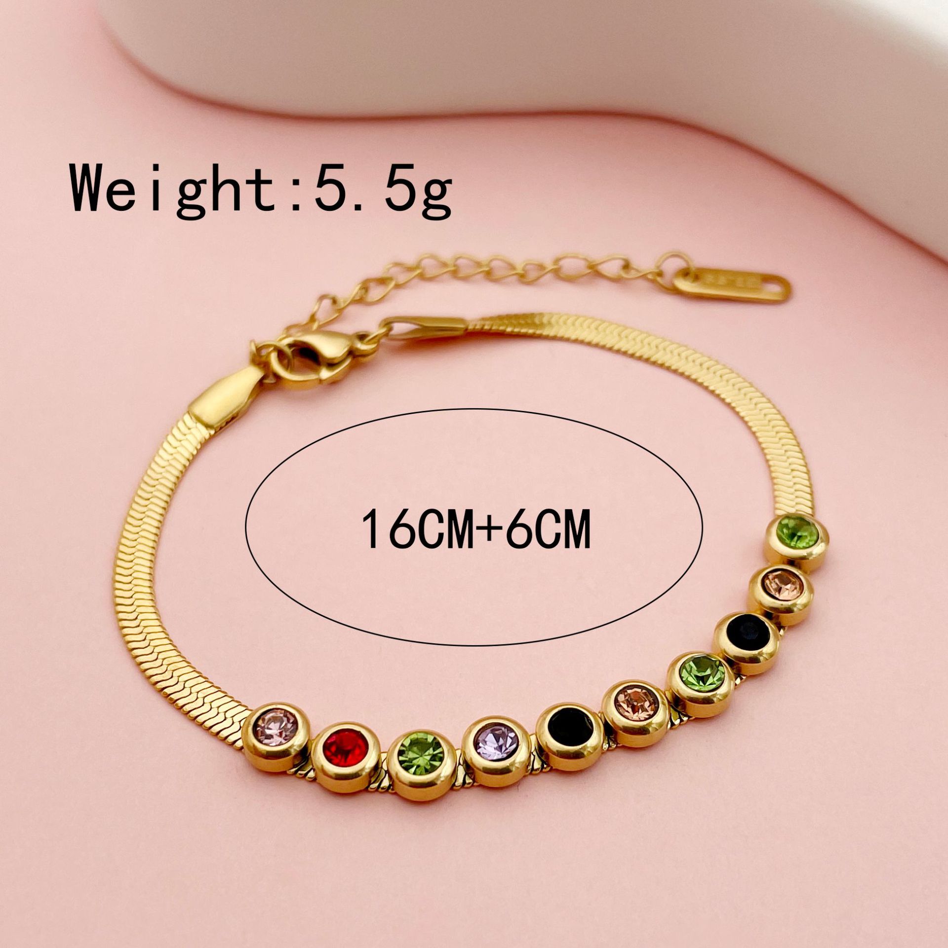 Fashion Geometric Stainless Steel Plating Zircon Bracelets 1 Piece