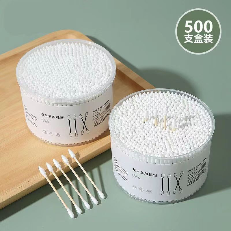 Hisopo de algodón de doble cabeza para maquillaje hisopo de algodón limpieza del oído hogar desechable puntiagudo palo de bambú bola de algodón limpieza servilleta sanitaria