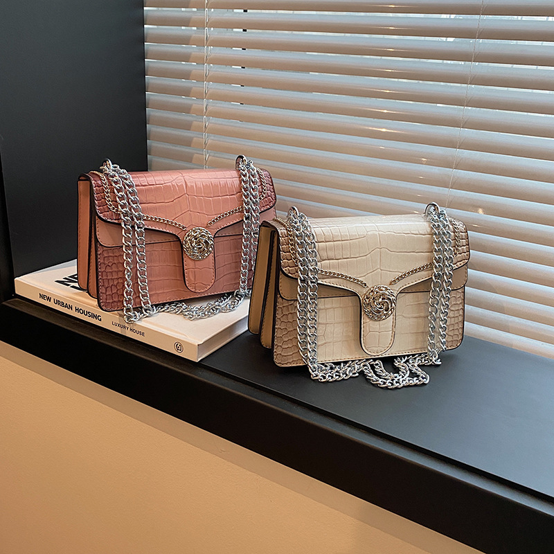 Bags crocodile pattern small square bag ladies shoulder crossbody chain bag_voghion.com