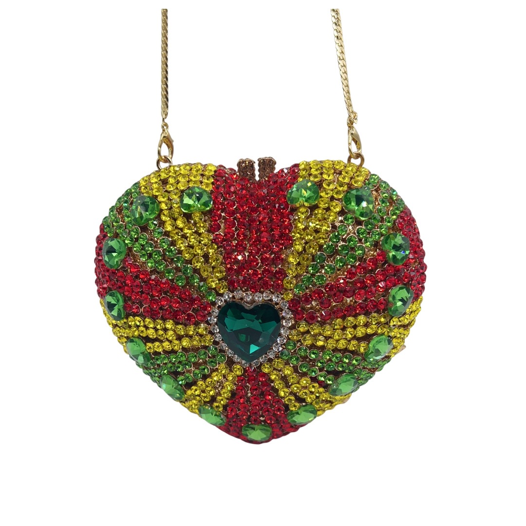 Bolsa de cristal transfronteriza llena de diamantes cena ligera de lujo diamante amor banquete mujer mano bolsa de papel duro colorido tejido