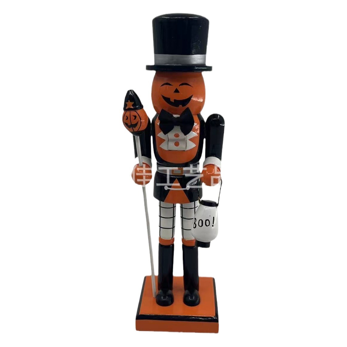 Venta caliente transfronteriza, cabeza de calabaza de Halloween, soldado de nogal, decoración, artesanías de madera, marioneta blanca