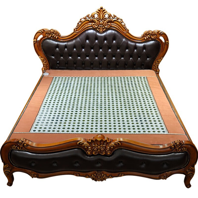 Jade Heated Double Mattress, Dark Green Jade Hexagonal Sticky Thread Thickened Smart Constant Temperature Sauna Mattress