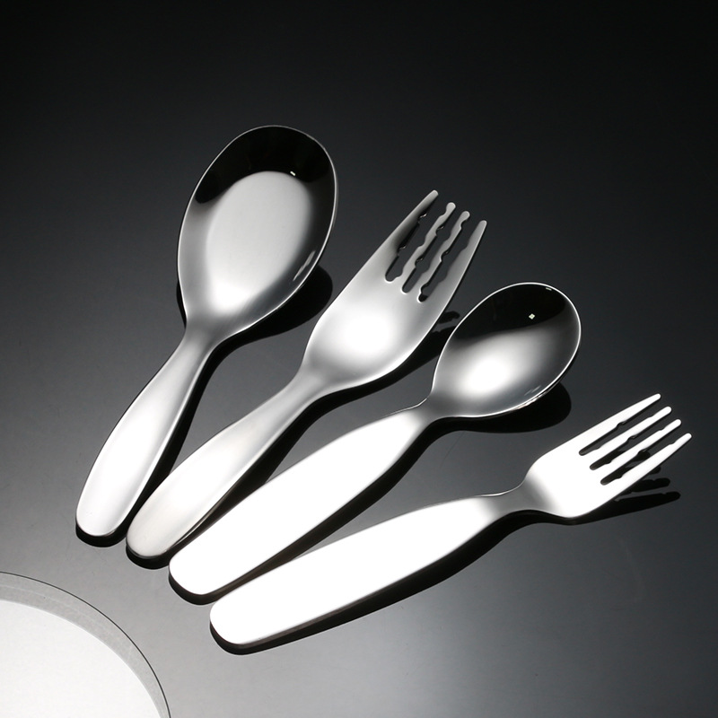 316 Stainless Steel Spoon Fork Baby Short Handle Spoon Fork Dining Spoon Household Children Feeding Tableware Soup Spoon