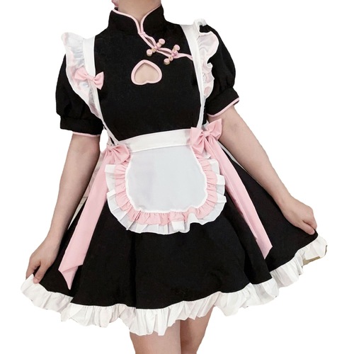 Original Chinese style maid outfit Lolita COS hollow new Chinese style cheongsam maid uniform suit dress