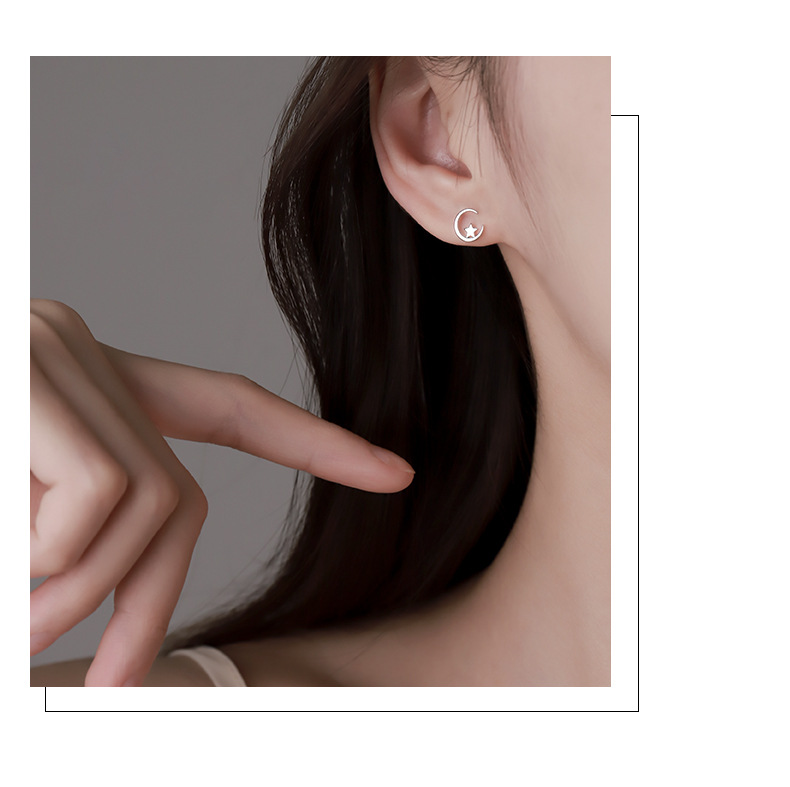 Fashion Star Moon Copper Plating Ear Studs 1 Pair