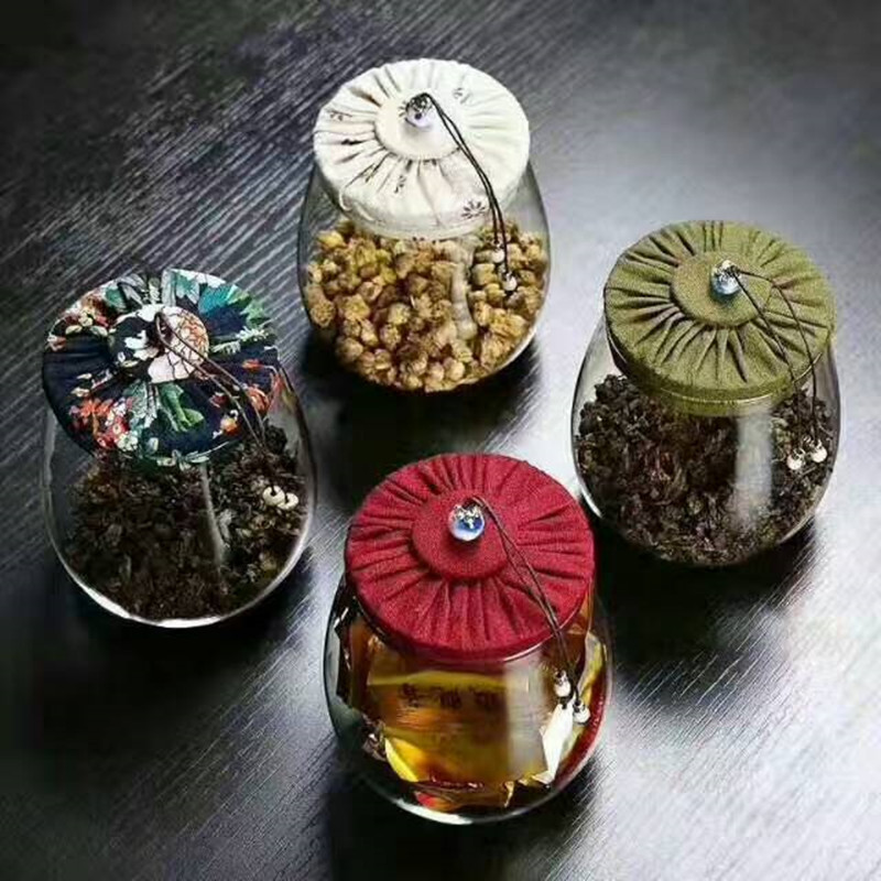 Kitchen high borosilicate glass cloth lid grain small storage jar…