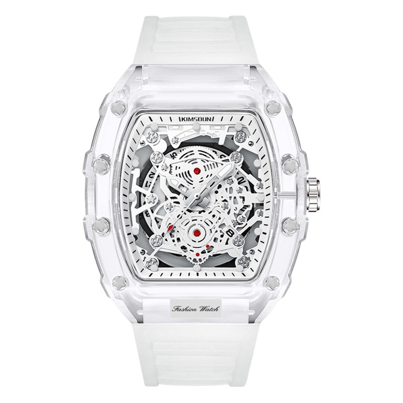 El Comercio exterior transfronterizo reloj personalizado reloj de cuarzo en forma de barril de moda transparente reloj de los hombres al por mayor reloj impermeable reloj