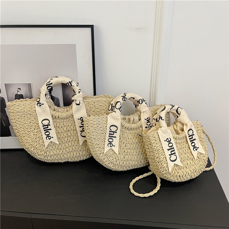 Summer Woven Bag For Women, Niche Design Semi-Circle Straw Bag, Casual Vacation Style Beach Bag, Handbag & Crossbody Bag - Thumbnail 7