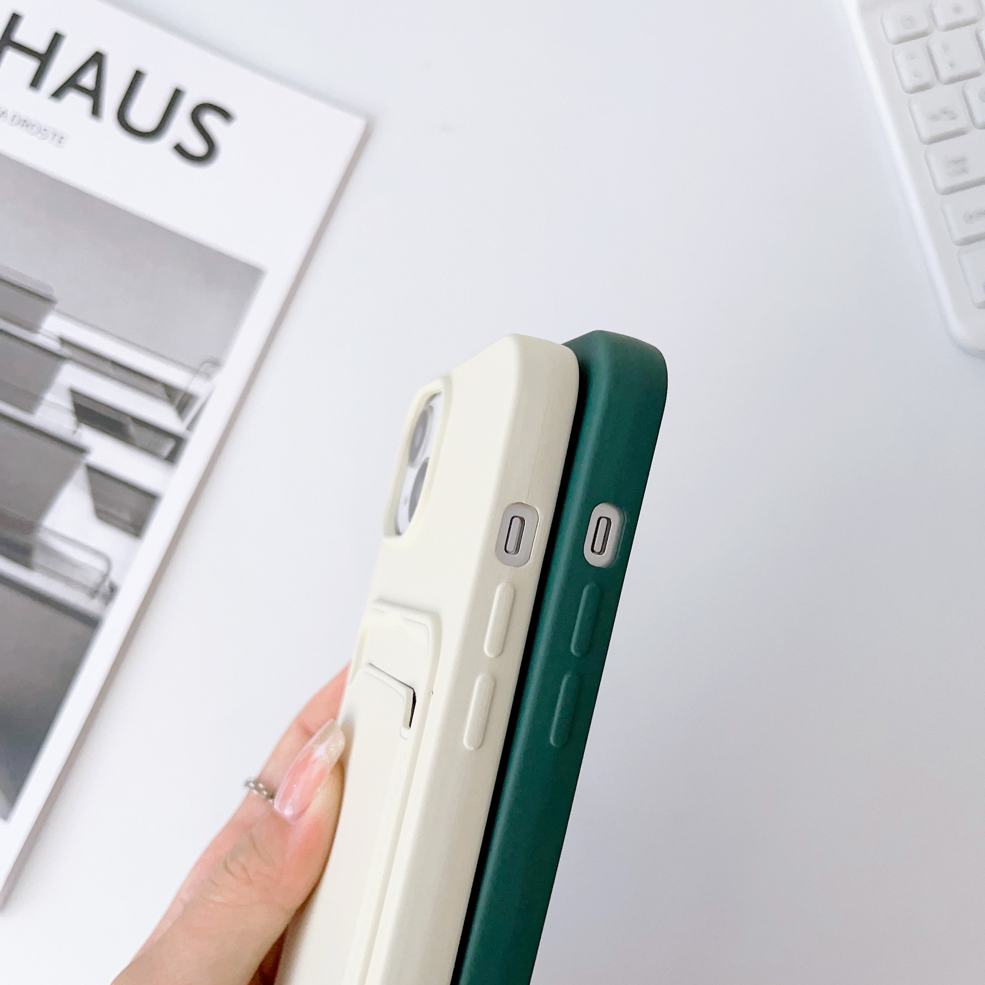 Korean Instagram suitable for iPhone 15 Promax imitation liquid silicone card Apple 14 crossbody round rope phone case_voghion.com