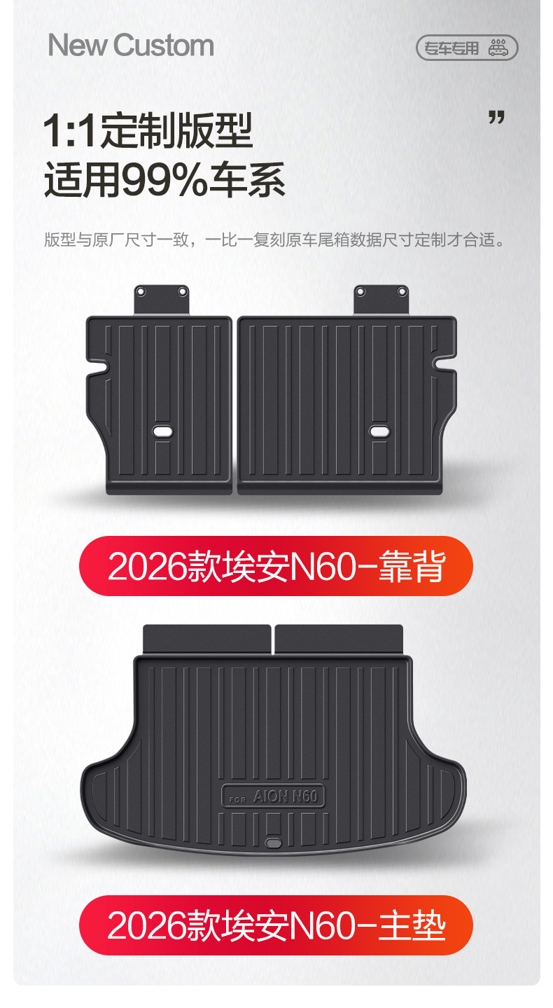 GAC Aion N60 trunk mat special accessory, car interior supplies, modified TPE waterproof rear trunk mat