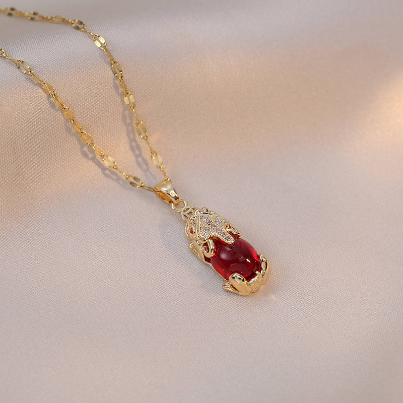 Xiupi Necklace, Female Ins, Lucky Transfer, Colorless, Luxury, Fashion, Net Red Collar Chain, Plating with True Gold Short Neck Chain_voghion.com