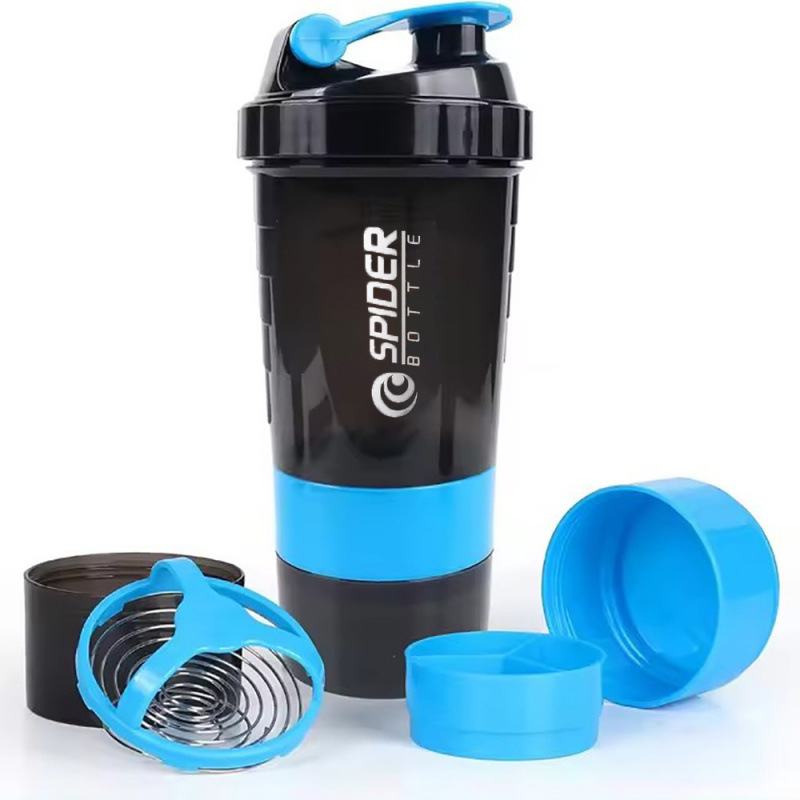 550ml de tres capas shaker taza de gran capacidad de taza de polvo de proteína taza de agua deportiva taza de gimnasio de mano taza de batido al aire libre
