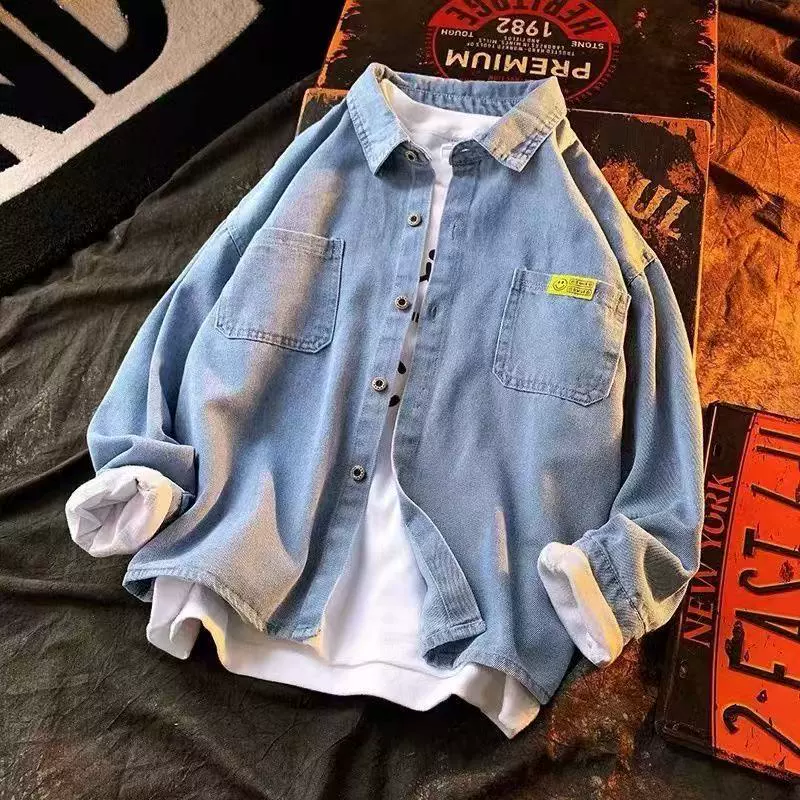 Детская одежда Мальчик Весенняя джинсовая рубашка 2025 Новый средний мальчик куртка