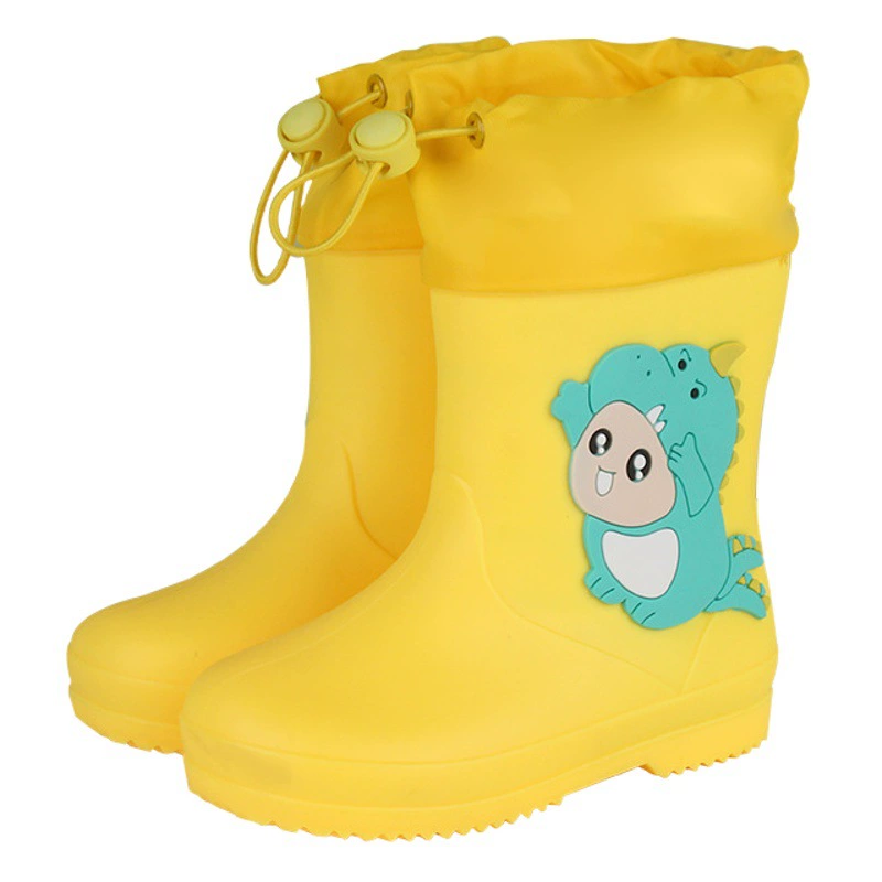 Детские резиновые сапоги с героями мультфильмов, милый маленький динозавр, эластичные резиновые сапоги со средней трубой, Нескользящие резиновые сапоги для начальной школы, детские резиновые сапоги