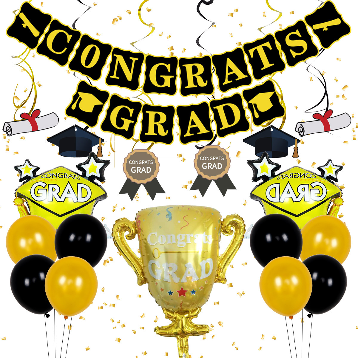 Ceremonia de la temporada de graduación Decoración del ambiente Temporada de graduación Globos Certificado de graduación Decoración de la escena del aula Conjunto de globos Personalización