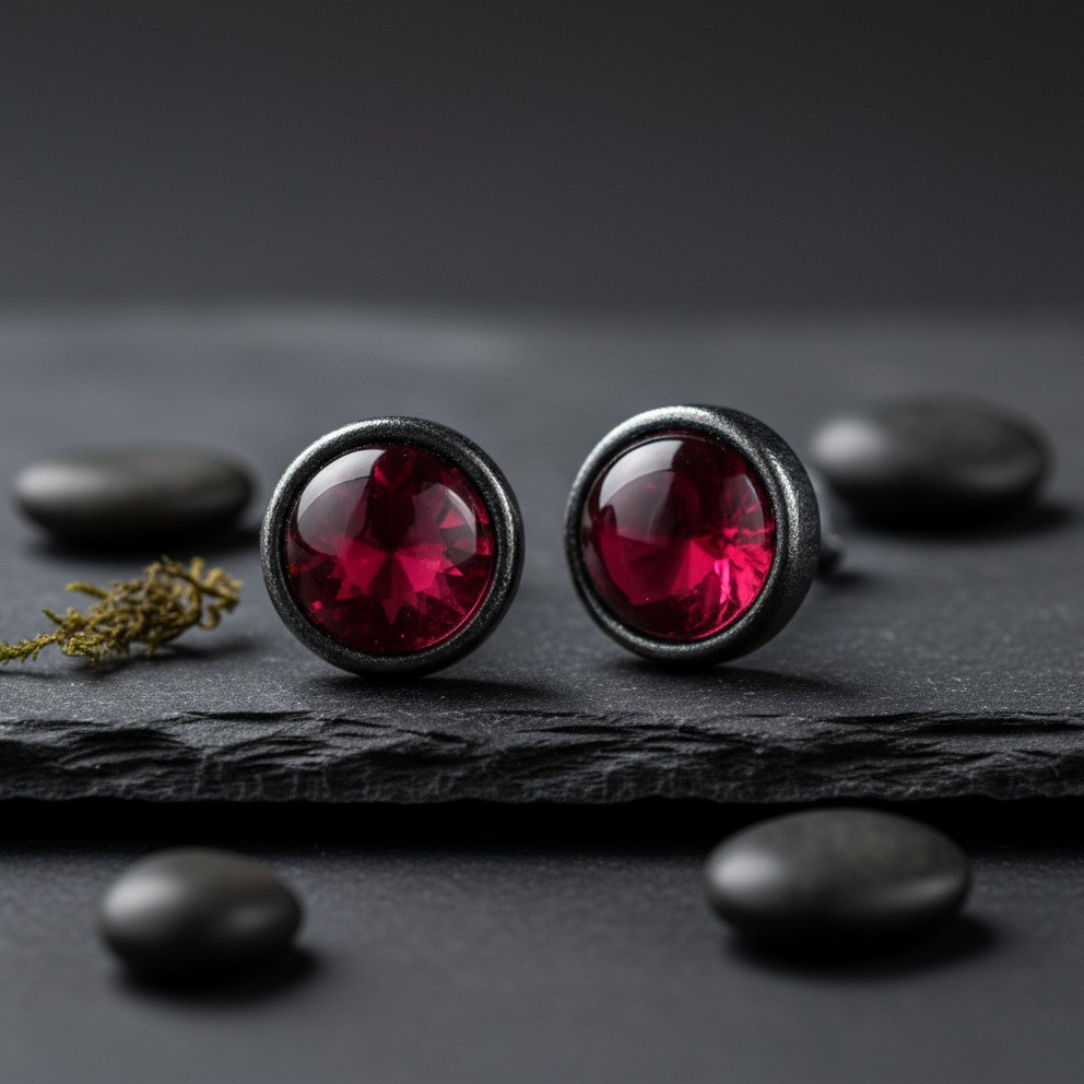 Pendientes de zirconia roja para hombre y mujer, estilo retro_voghion.com