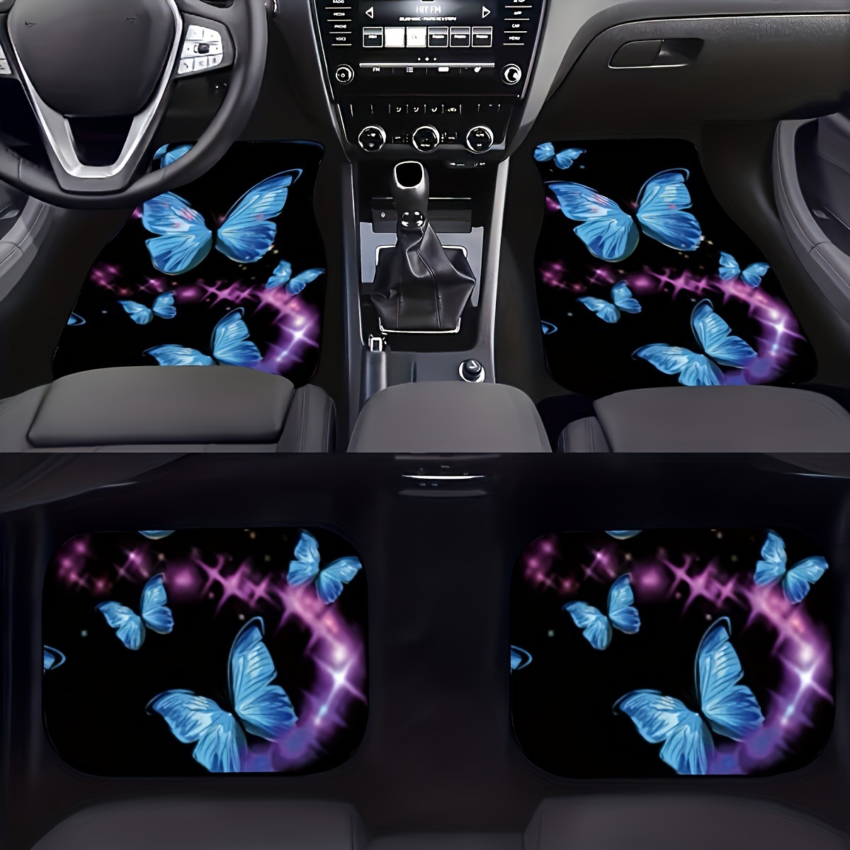 Cross-Border Best-Selling Cartoon Crystal Velvet Car Floor Mats, Stain-Resistant, Wear-Resistant, Easy to Care For, Universal Four-Piece Set of Car Floor Mats