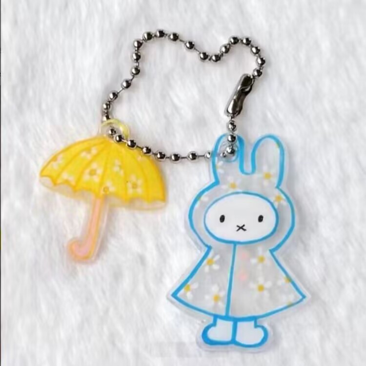 Cartoon Pixel Raincoat Miffy Rabbit Keychain Acrylic Pendant Student Cute Bag Pendant Best Friend Gift Cartoon Pixel Raincoat Miffy Rabbit Keychain Acrylic Pendant Student Cute Bag Pendant Best Friend Gift