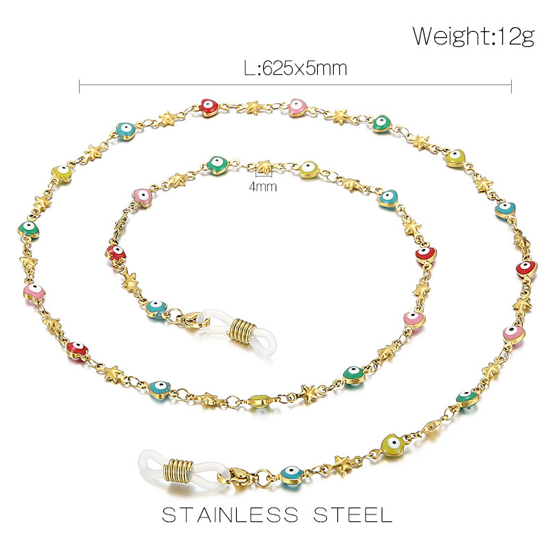 19g Weight Glasses Chain Classification 304 Stainless Steel Material Adults Gender European And American Fashion Stainless Steel Color Chain Lanyard Devil Eye Glasses Chain Wholesale 1