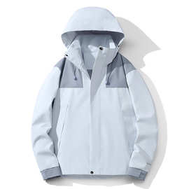 春秋薄款冲锋衣男女同款运动户外大码宽松风衣外套防风防水登山服