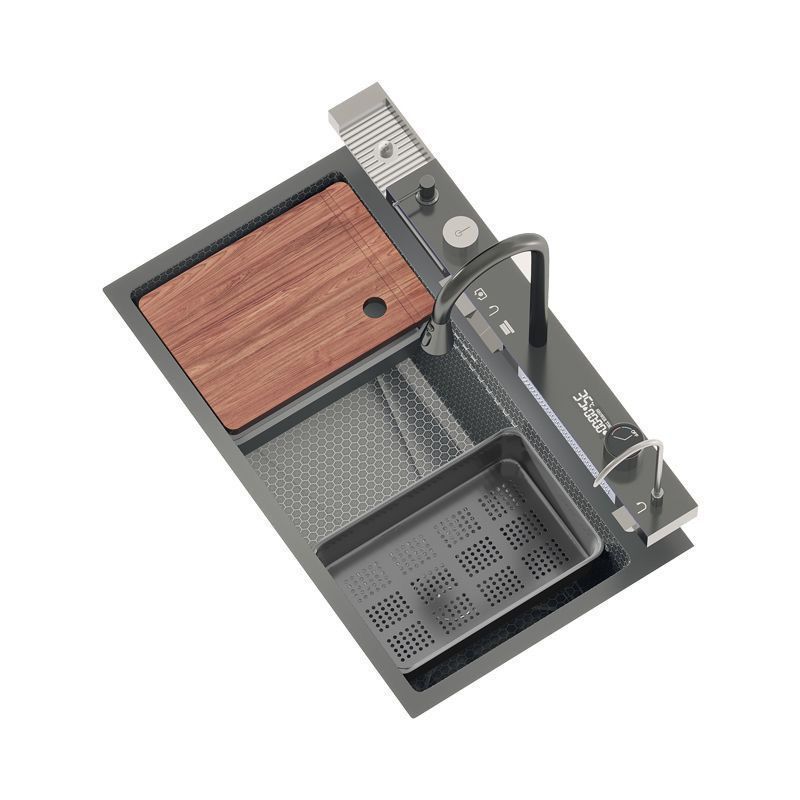 5MM engrosado cocina digital ballenas voladores canales de lluvia cascada de canal único nano panal de lavado de verduras 304 acero inoxidable doméstico