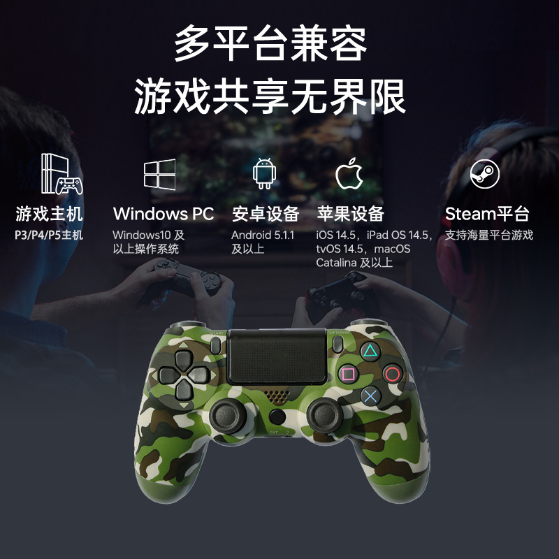 Ventas directas de fábrica Ps.4 controlador de pc de mango inalámbrico vibración de seis ejes giroscopio somatosensorial Bluetooth P4 gamepad