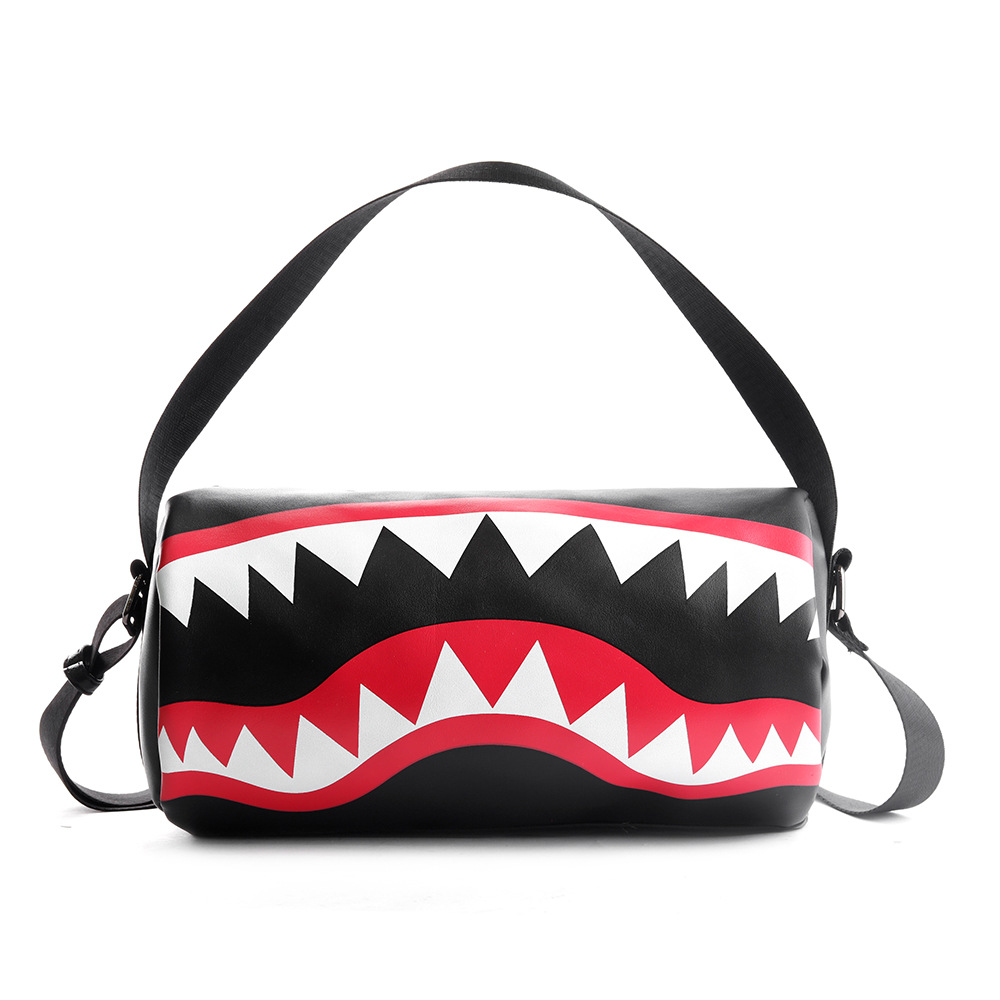 Men's Medium Pu Leather Shark Head Fashion Cylindrical Zipper Crossbody Bag display picture 4