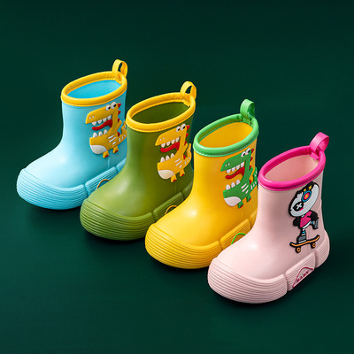 wholesale new pattern Cartoon children Rain shoes pupil Water shoes non-slip kindergarten Boots waterproof baby Overshoes With cotton