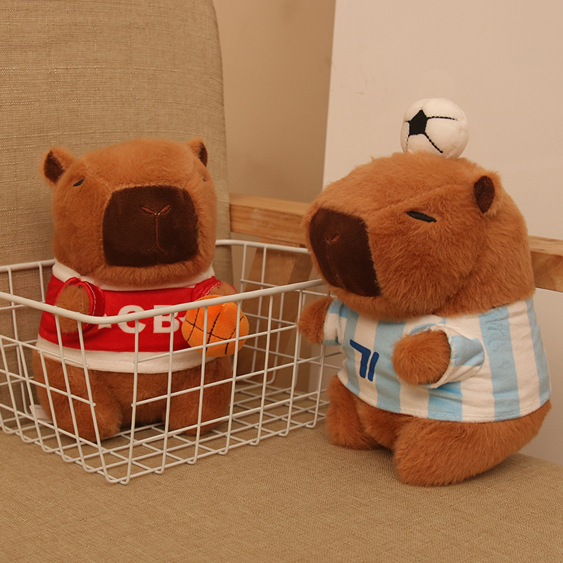 Linda y linda ropa deportiva Kapibara muñeco de peluche capibara regalo de muñeca de agarre de 8 pulgadas