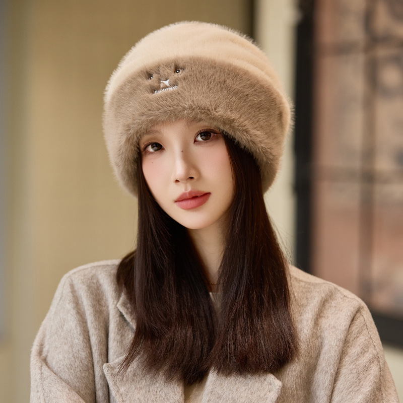 韩版冬天帽子女大头围显脸小针织帽时尚百搭休闲毛绒帽保暖毛线帽|undefined