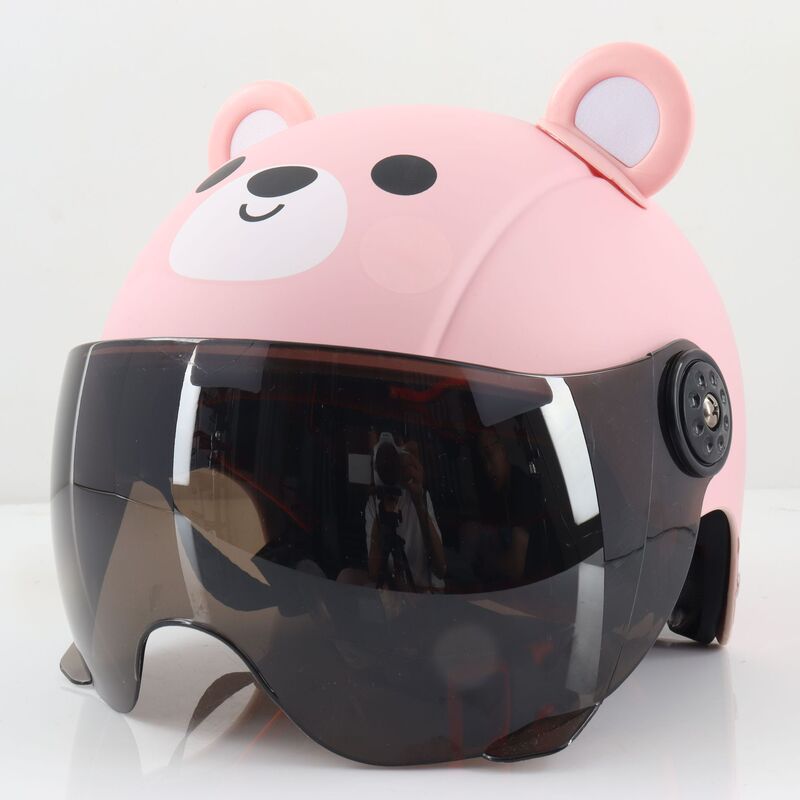 電動自転車用子供用ヘルメット、漫画風のかわいいハーフヘルメット、クマの子供用、学生用、赤ちゃん用安全ヘルメット、サイクリング用|undefined
