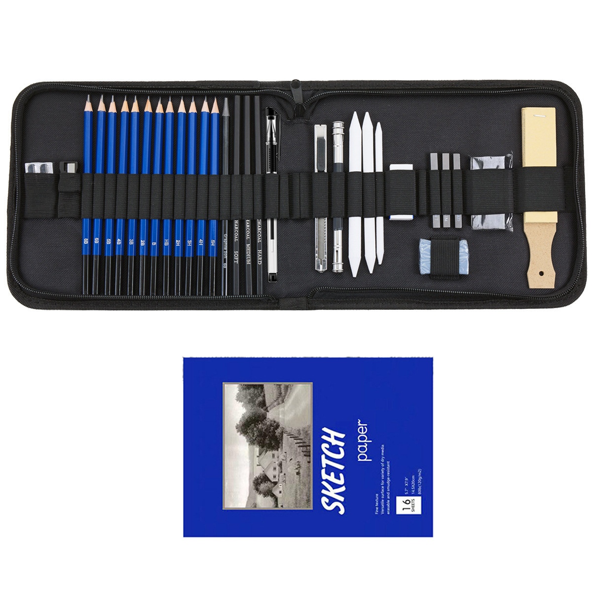 34 unids profesional dibujo lápiz traje sketch traje principiante suministros de arte Amazon sketch lápiz al por mayor
