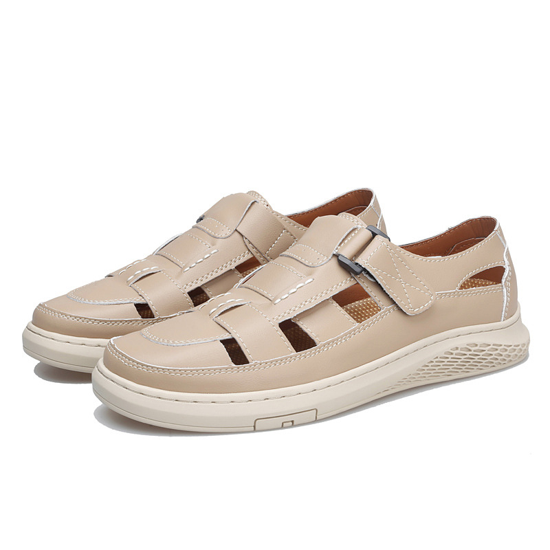 Sandallas de cuero para hombres de alta calidad, zapatos de playa de verano para conducir fuera de casa, anti-deslizante, sandalias de cuero de vaca, sandalias para hombres