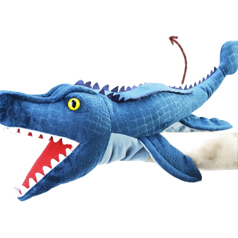 Dragón año dinosaurio en stock juguete de peluche Canglong animal educativo muñeca de títeres kindergarten historia contando apoyos muñeca