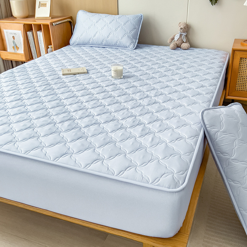 Nuevo tipo de cama cubierta de protección de colchón cuatro estaciones de algodón intercalado engrosado universal todo incluido no desplazamiento cubierta de sopa