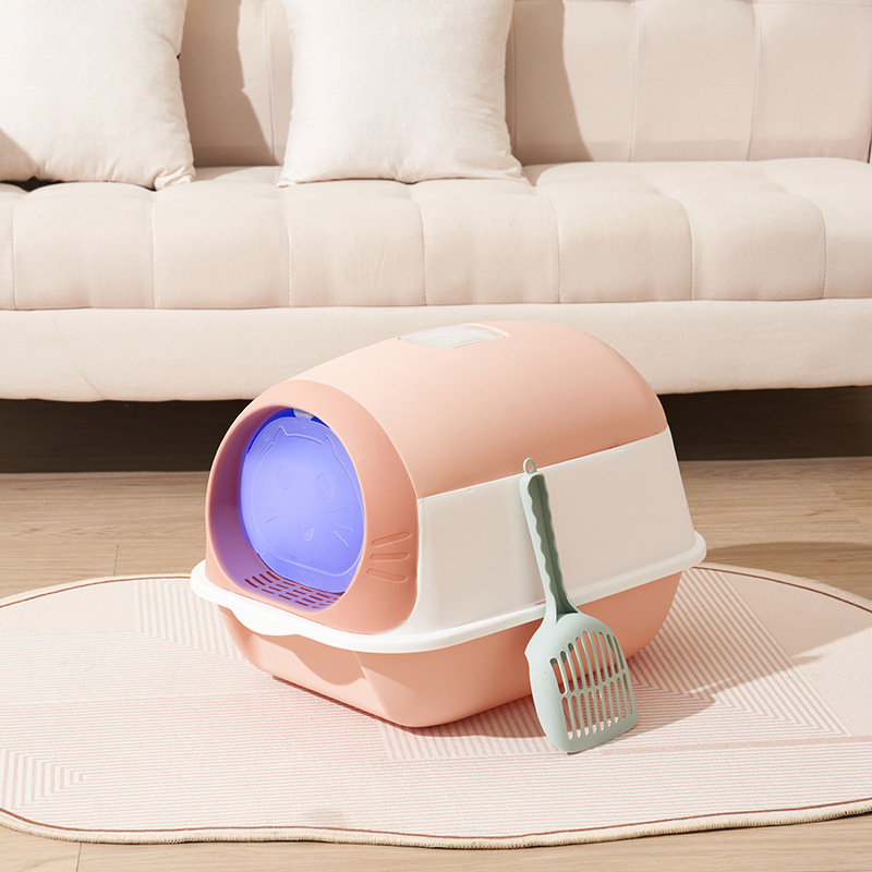 Lavabo para gatos Baño para gatos completamente cerrado Desodorante de gran tamaño y anti-salpicaduras