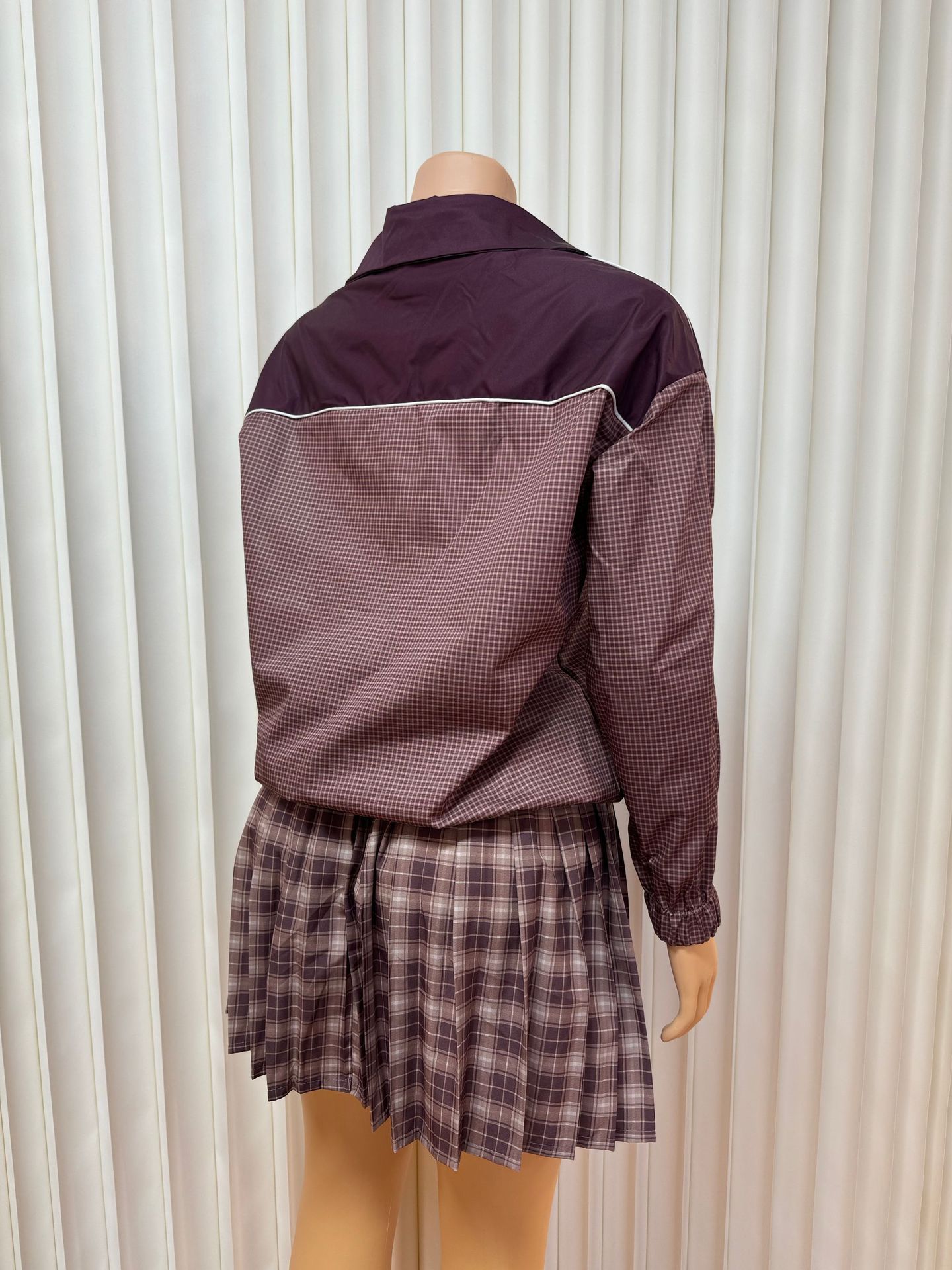 Women's Clothing Women's Style Zipper Cardigan Long Sleeve Top With Lapel Short Skirt Two Piece Suit Sexy Fashion_ecoleips.com