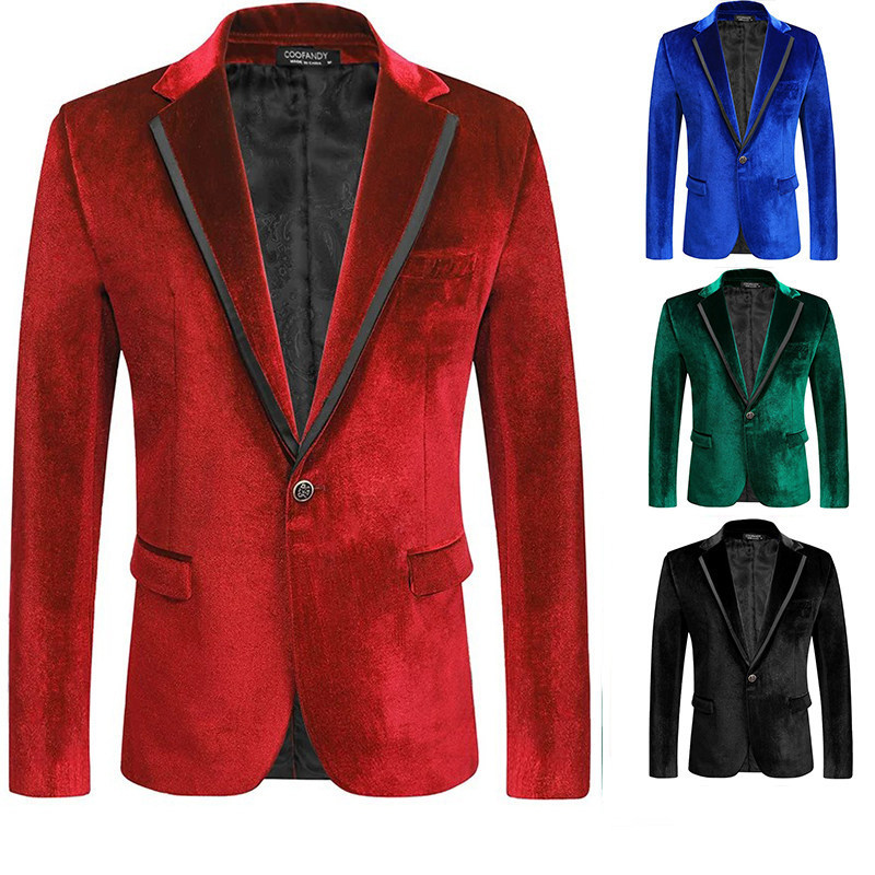 2026 Cross-Border New Men's Velvet Casual Suit Jacket Foreign Trade Slim Fit Blazer Youth Formal Wear Plus Size 2026 Cross-Border New Men's Velvet Casual Suit Jacket Foreign Trade Slim Fit Blazer Youth Formal Wear Plus Size