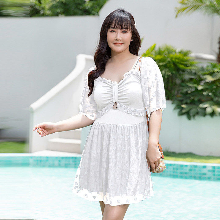 Traje de baño nuevo en stock para mujer, conjunto de tres piezas con protección solar, estampado moderno, que cubre el abdomen, sexy, estilo estudiantil, para aguas termales, push-up.